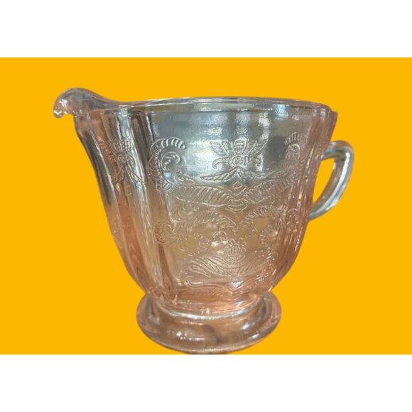 Indiana Glass Pink Recollection Madrid Pattern Creamer & Open Sugar Bowl Set Vin - Picture 3 of 5